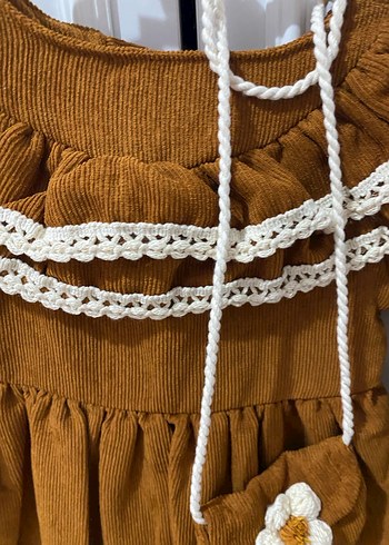 Kahverengi Fırfırlı Bohem Kız Elbisesi - Görsel 2