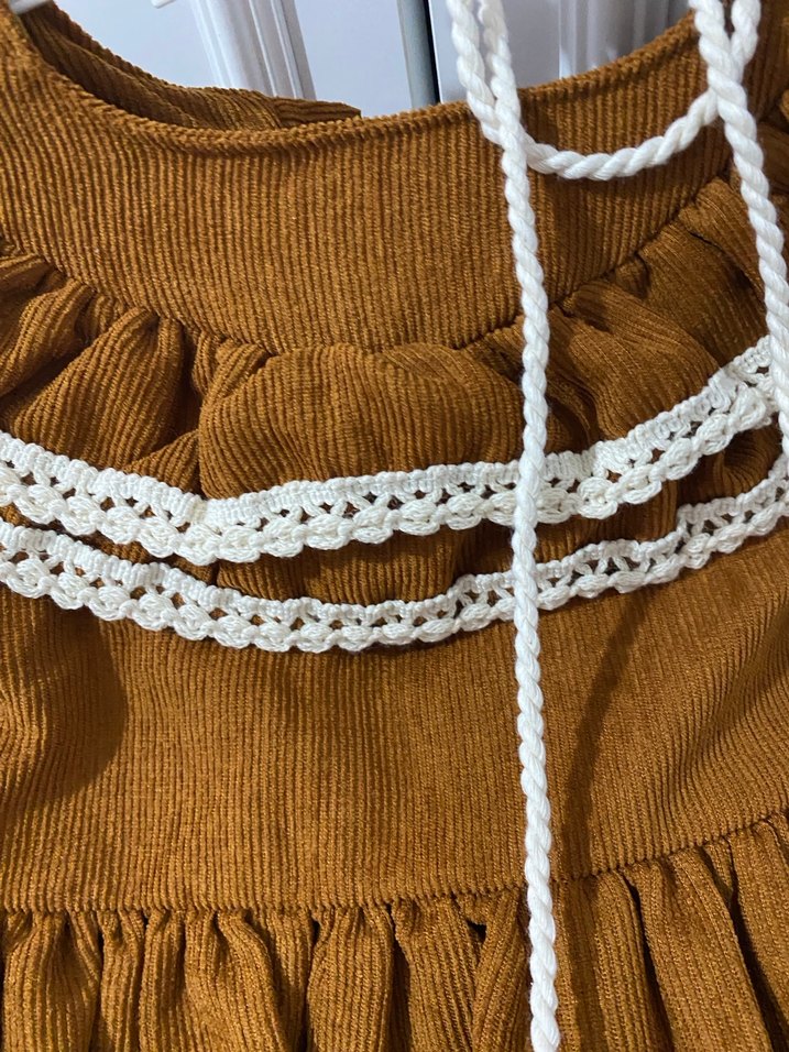 Kahverengi Fırfırlı Bohem Kız Elbisesi - Görsel 5