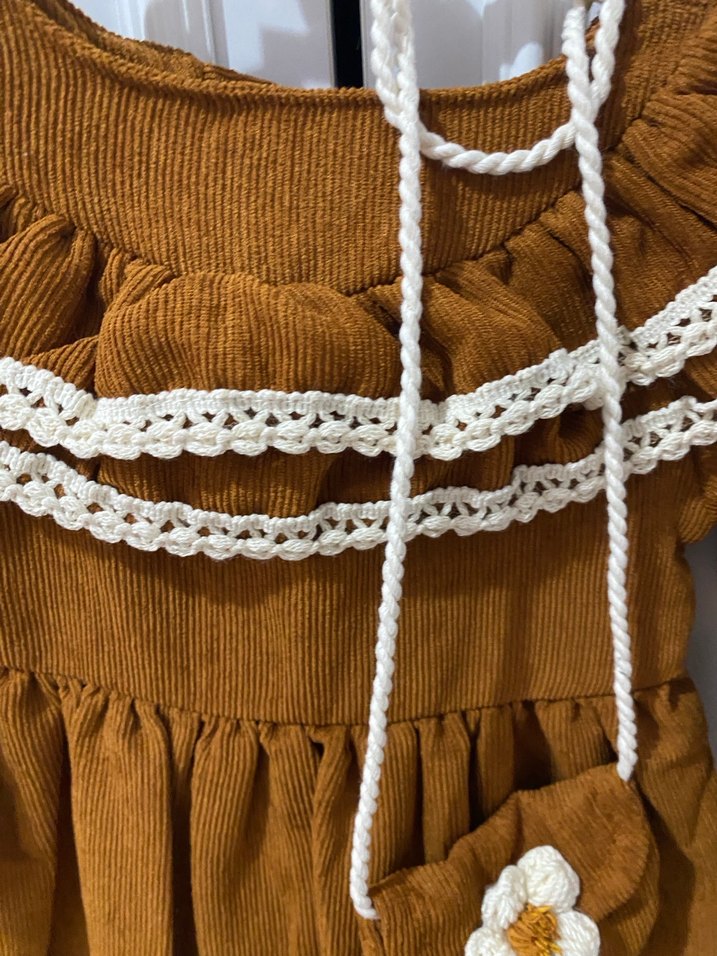 Kahverengi Fırfırlı Bohem Kız Elbisesi - Görsel 2