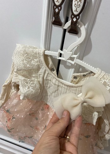 Kız Çocuk Bej Nakışlı Bohem Dantel Elbise - Görsel 2