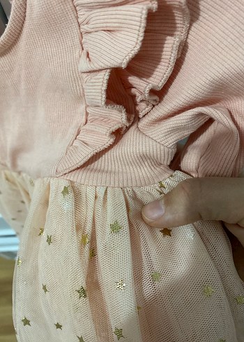 Kız Çocuk Pembe Uzun Kollu Fırfırlı Elbise - Görsel 4