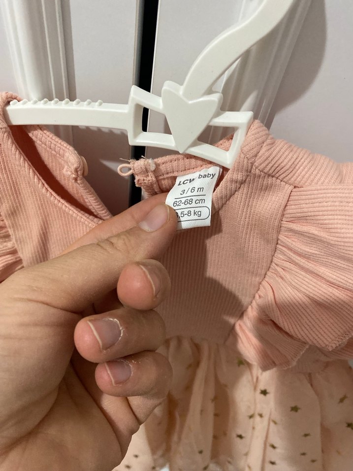 Kız Çocuk Pembe Uzun Kollu Fırfırlı Elbise - Görsel 3