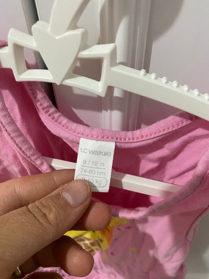 Kız Çocuk Pembe Fırfırlı Baskılı Askısız Tişört - Görsel 2