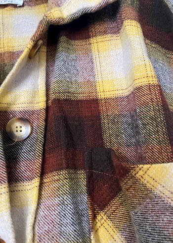 Düğmeli Uzun Kareli Kahverengi Kadın Gömlek - Görsel 2