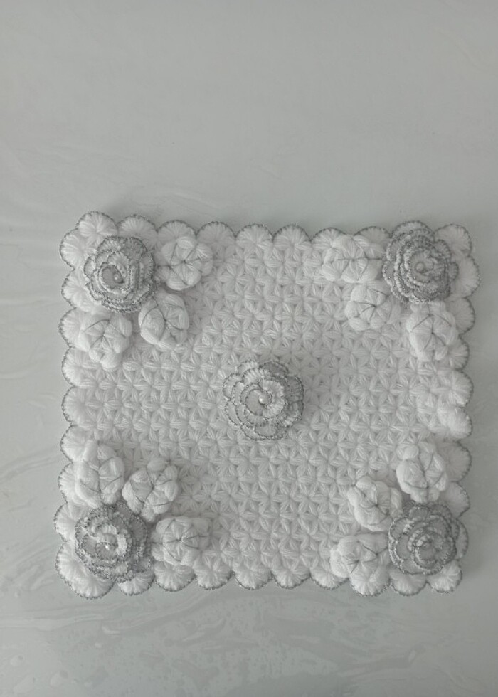 Beyaz gümüş simli takım lif  - Görsel 2