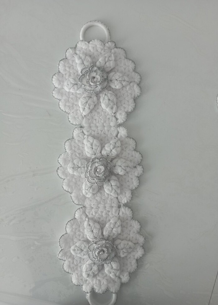 Beyaz gümüş simli takım lif  - Görsel 5