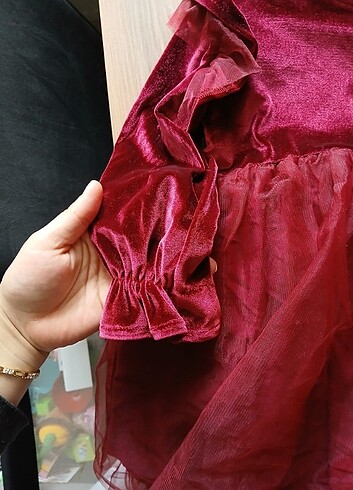 4 Yaş Beden bordo Renk Kız Çocuk Elbisesi