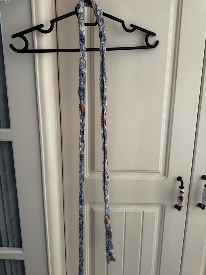 Bohem Uzun Gri Mavi Çiçekli Elbise - Görsel 5