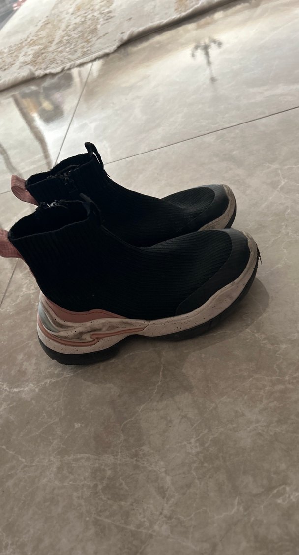 Siyah Örgü Dolgu kız çocuk Spor Ayakkabı - Görsel 3