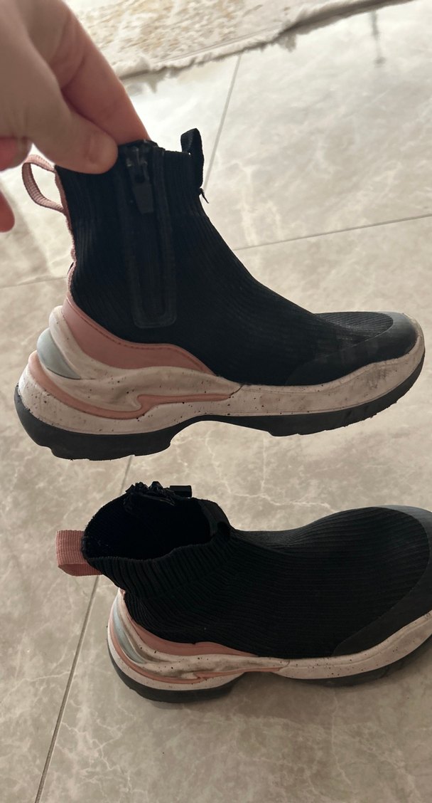 Siyah Örgü Dolgu kız çocuk Spor Ayakkabı - Görsel 5