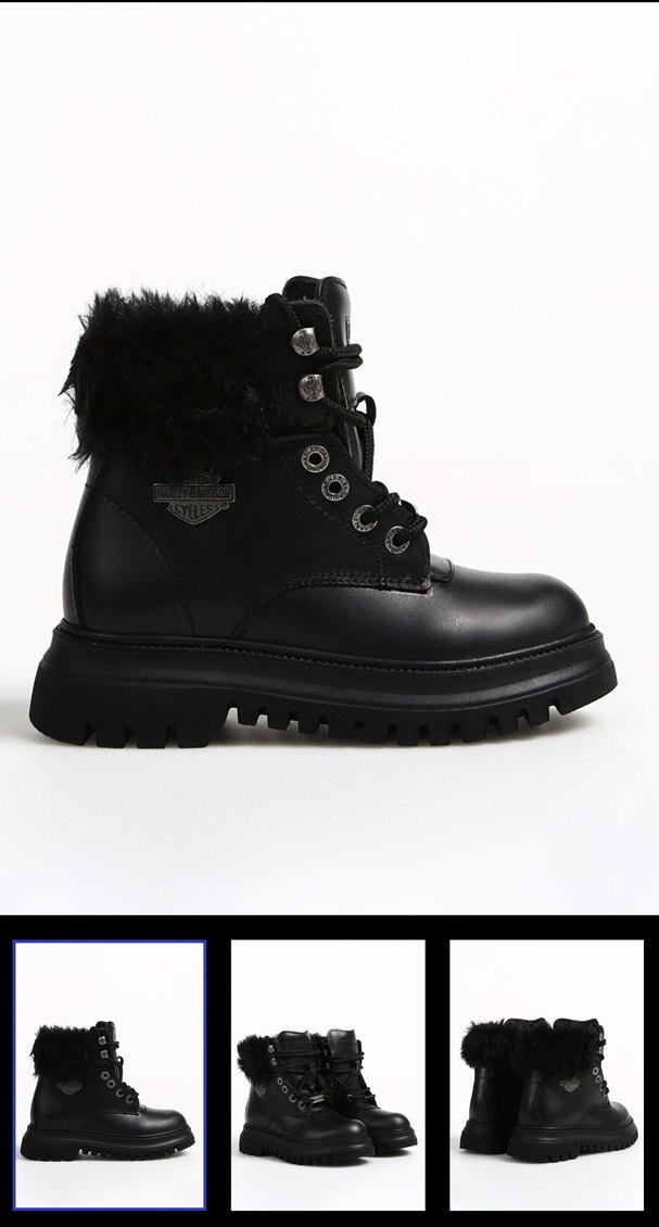 Siyah Kürklü Platform Topuklu Goth Bot - Görsel 2