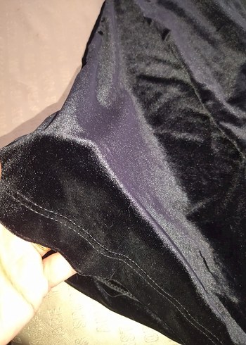 Siyah Kadife Uzun Kollu Yüksek Yakalı - Görsel 2