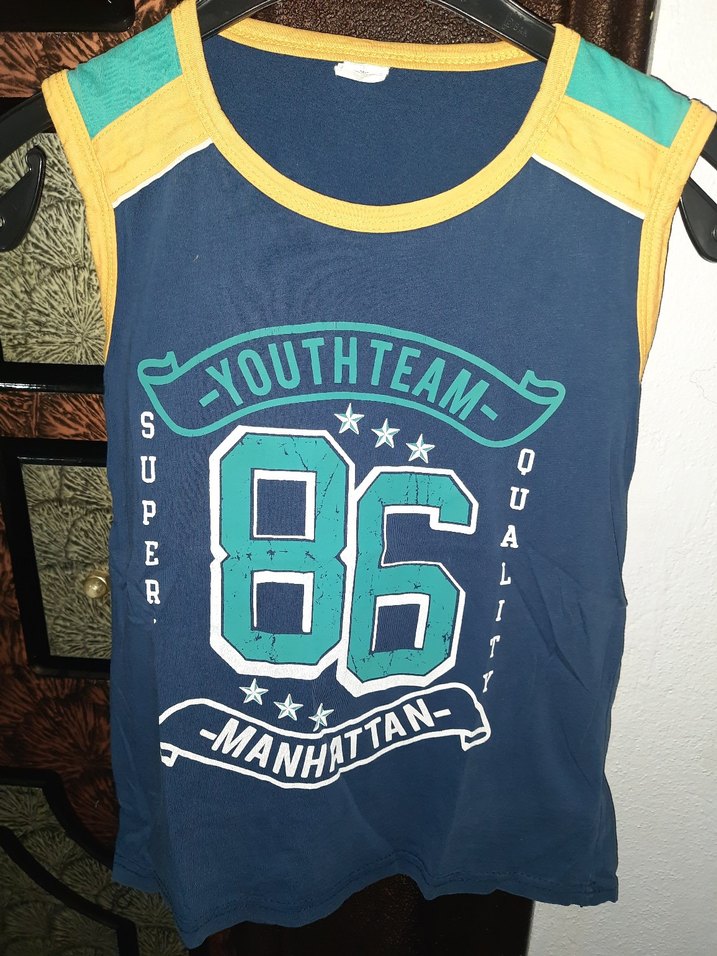 Erkek Çocuk Mavi Baskılı Kolsuz Tişört - Görsel 4