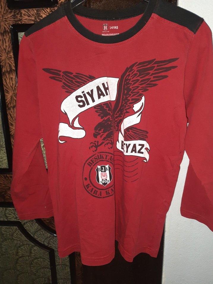 Kırmızı Erkek Çocuk Baskılı Uzun Kollu pijama üstü - Görsel 3