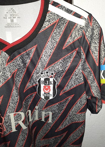 Erkek Siyah V Yaka Kısa Kollu Baskılı Forma - Görsel 2