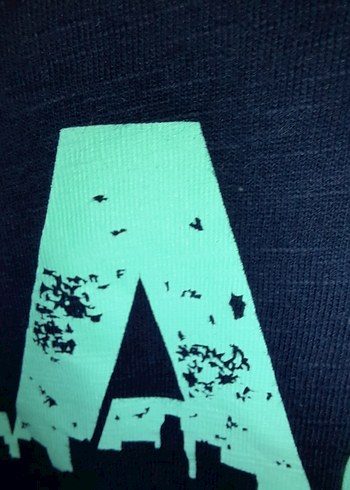 Erkek Mavi Baskılı Kısa Kollu Denim Tişört - Görsel 7