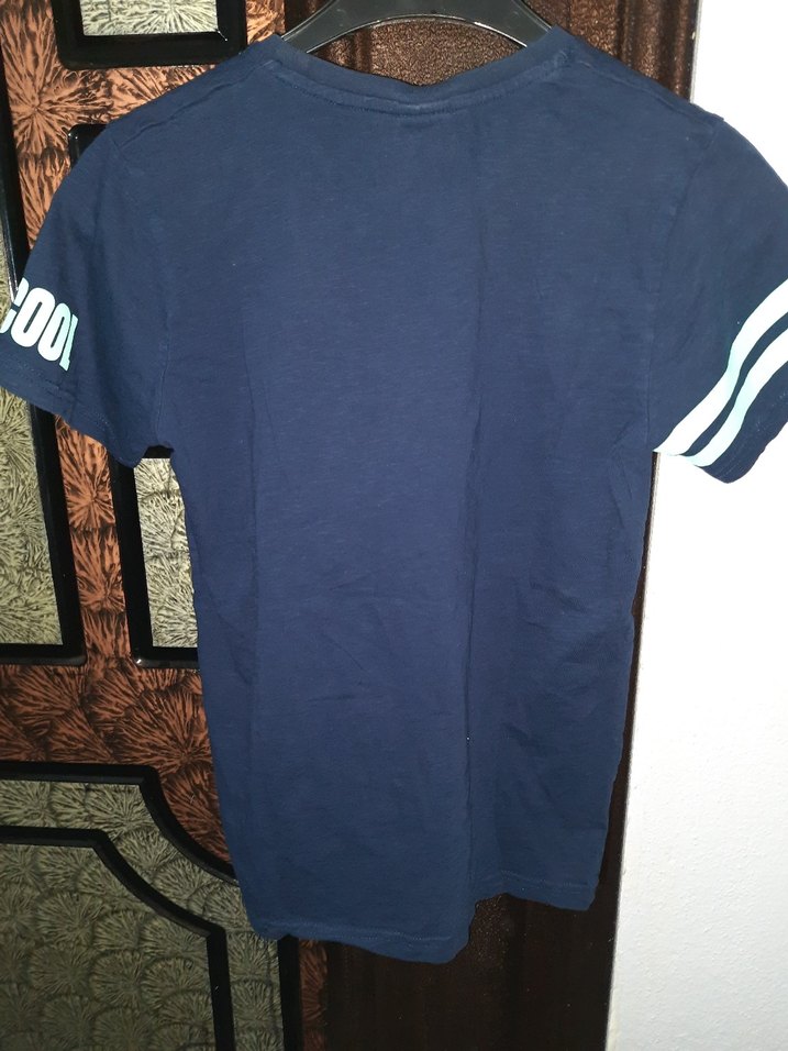 Erkek Mavi Baskılı Kısa Kollu Denim Tişört - Görsel 4