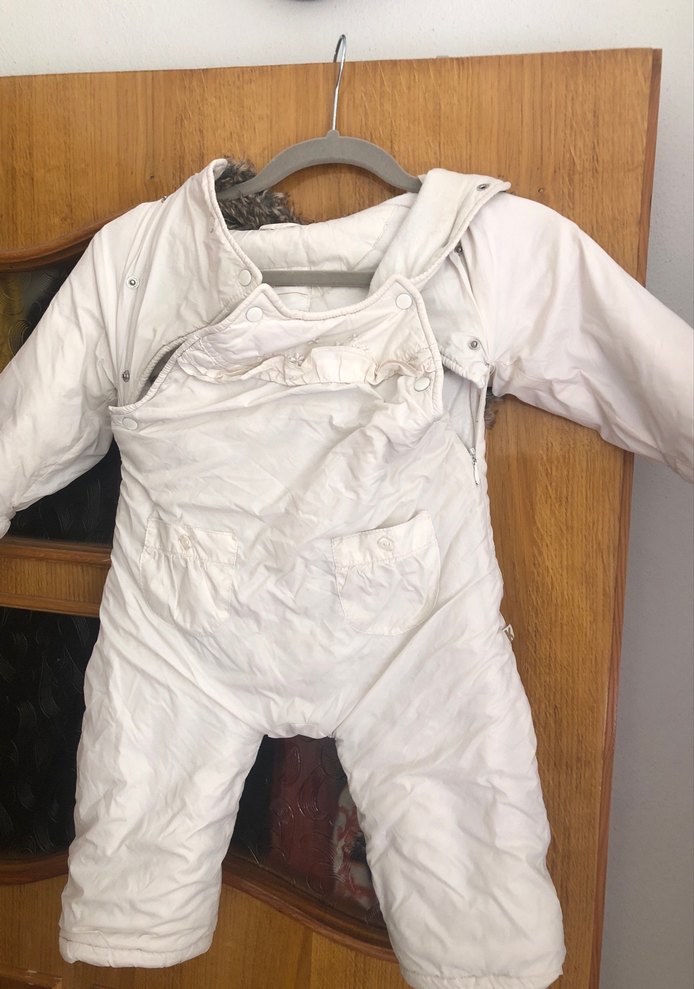 Kız Bebek Beyaz Kürklü Kar Tulumu - Görsel 5