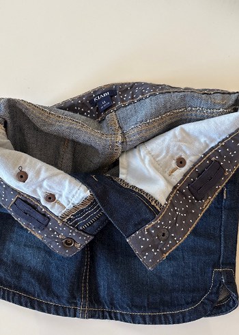 12-18 Ay Beden Kız Çocuk Lacivert Kemerli, beli ayarlanabilir lastikli kot Etek