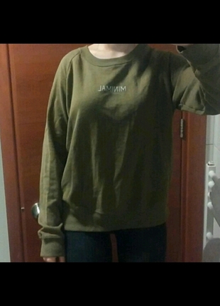 Bershka Bershka haki yeşil ince sweatshirt