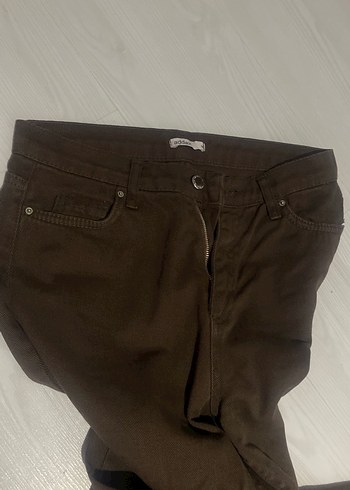 36 Beden Kahverengi Kadın Midi Boy Kemerli Pantolon