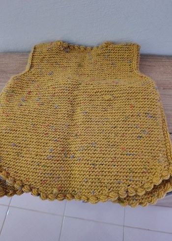 Sarı Bohem Örgü Kız Yeleği - Görsel 3