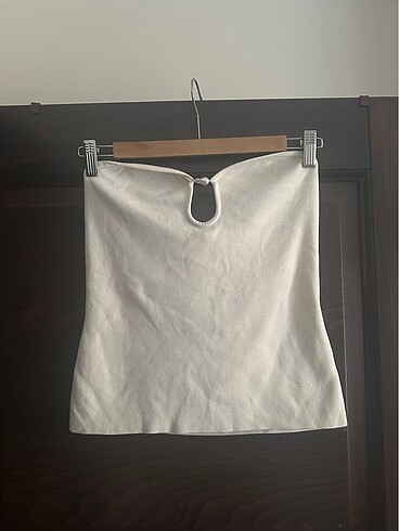 H&M Beyaz Straplez İncili Üst