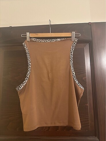 46 Beden Y2K Leopar Detaylı Crop Üst