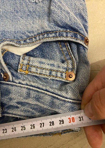 xs Beden mavi Renk Düğmeli Mavi Midi Denim Kadın Jean