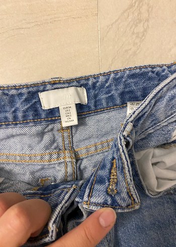 H&M Düğmeli Mavi Midi Denim Kadın Jean