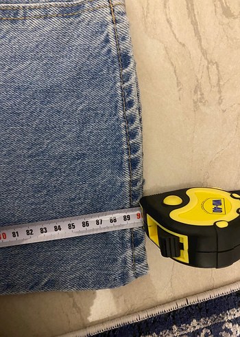 xs Beden Düğmeli Mavi Midi Denim Kadın Jean