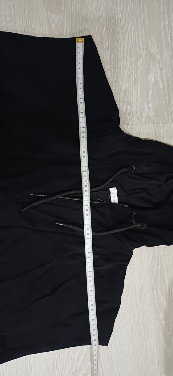 Kadın kısa kol kapüşonlu kadife triko - Görsel 2