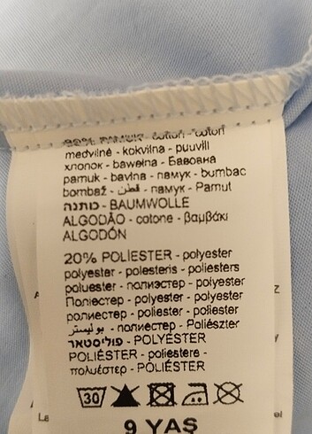 9 Yaş Beden mavi Renk Açık Mavi Gömlek