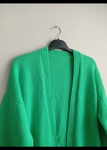 El Örgüsü Yeşil Basic Örgü Kadın Hırka - Görsel 2