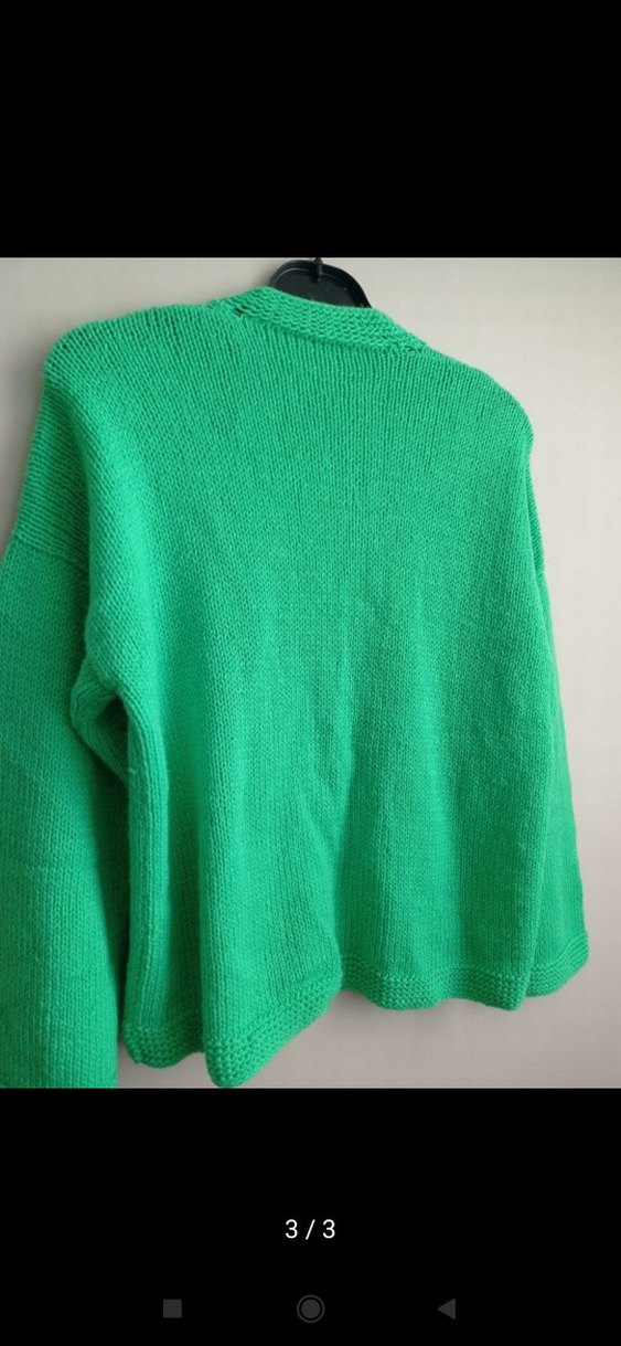 El Örgüsü Yeşil Basic Örgü Kadın Hırka - Görsel 3