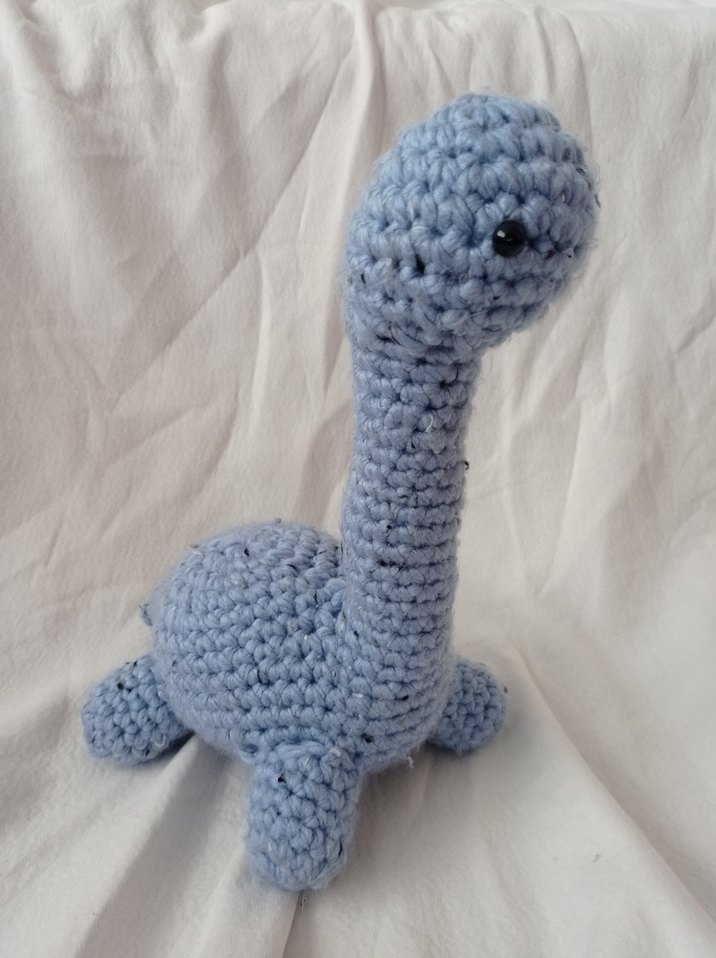 Mavi Örgü Dinozor Peluş Oyuncak 33-34 cm - Görsel 3