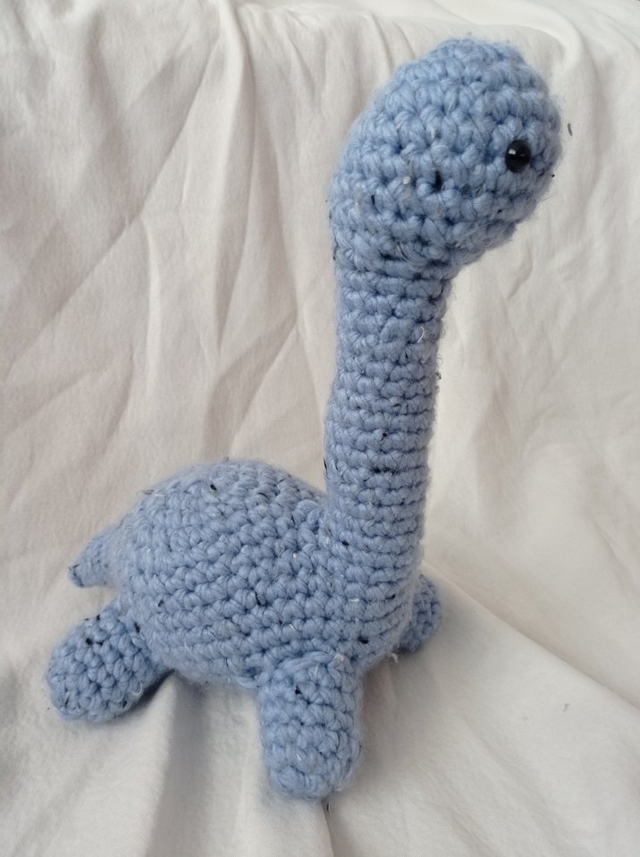 Mavi Örgü Dinozor Peluş Oyuncak 33-34 cm - Görsel 2
