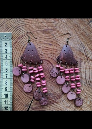 Pembe Boncuklu Bohem Küpe - Görsel 3