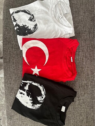 3 lü Atatürk?lü türk bayraklı tşört