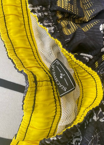 Sarı-Gri Baskılı Erkek Mini Deniz Şortu - Görsel 2