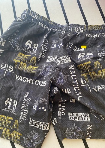 Sarı-Gri Baskılı Erkek Mini Deniz Şortu - Görsel 3