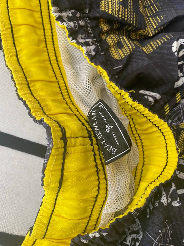 Sarı-Gri Baskılı Erkek Mini Deniz Şortu - Görsel 2