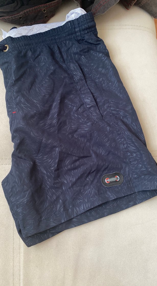 Düğmeli Erkek Mini Mayo Şort Gri Mavi - Görsel 3