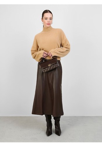 diğer Beden camel Renk Bej Yumuşak Dokulu Kadın Sweatshirt
