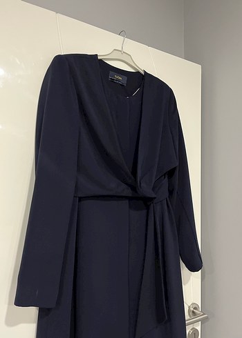 Lacivert Uzun Kollu Kadın Elbise - Görsel 2