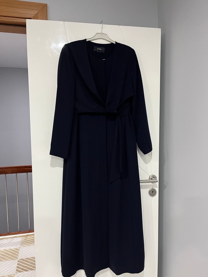 Lacivert Uzun Kollu Kadın Elbise - Görsel 3