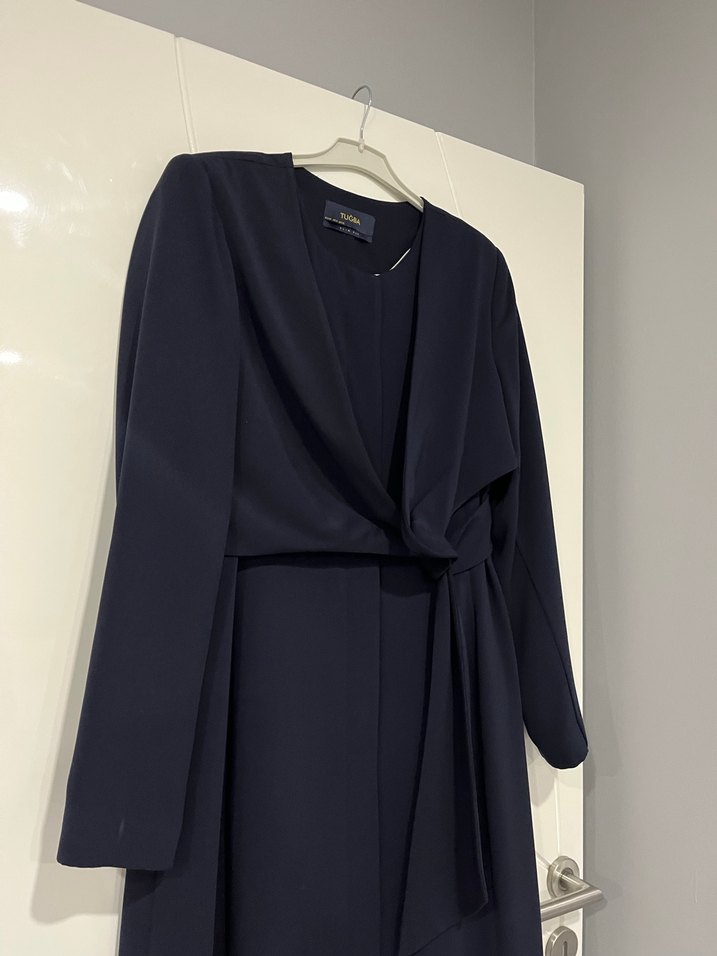 Lacivert Uzun Kollu Kadın Elbise - Görsel 2