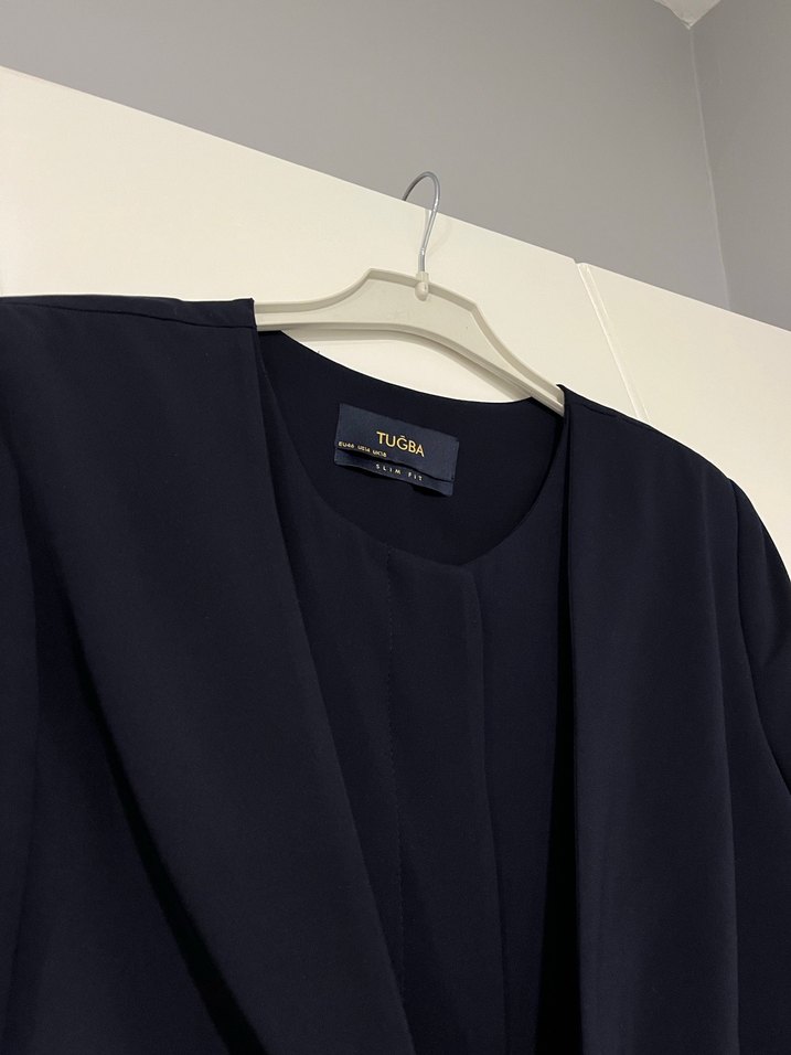 Lacivert Uzun Kollu Kadın Elbise - Görsel 4