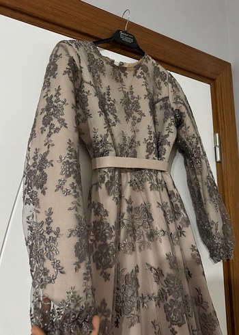 Dantel Detaylı Uzun Kollu Vintage Elbise - Görsel 2