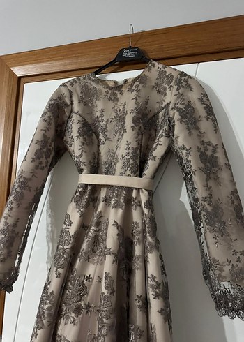 Dantel Detaylı Uzun Kollu Vintage Elbise - Görsel 7